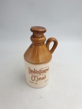 VINTAGE LINDISFARNE MEAD STONEWARE LIDDED EMPTY FLAGON CROCK HANDLED JUG BROWN