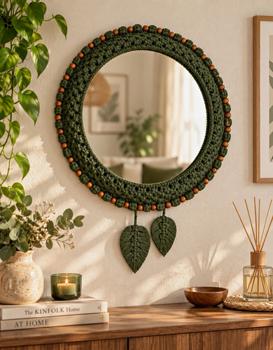 Handmade forest green - green, macrame