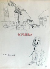 J H DOWD 1941 People of Importance Pencil Sketch Print 'In the Farm-Yard' D/28