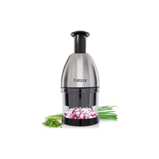 Fullstar Silver Onion Chopper, Hand Chopper for Vegetables, Stainless Steel Nut