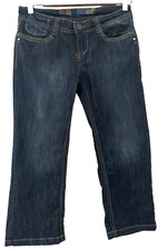 FALMER.  BLUE DISTRESSED STRETCHY DENIM CROPPED JEANS/LOW RISE .  SIZE 8