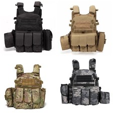 Premium Tactical Vest Combat Carrier Paintball Fishing Hunting Multi Pockets