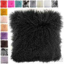 Mongolian Long Curly Wool Sheepskin Cushion / Pillow & Cushion Inner - 40 x 40cm