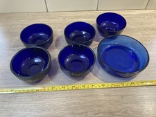 Six Colbalt Blue Glass Liners