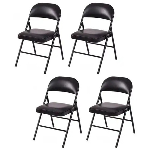 Black folding chair foldable - black,