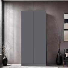 FWStyle 2 Door Double Wardrobe Soft Close sleek contemporary Dark Grey GRADED