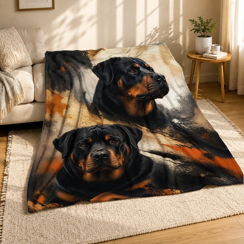 Rottweiler duo portrait coral - portrait,