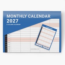 2027 calendar columns - 2027, wall