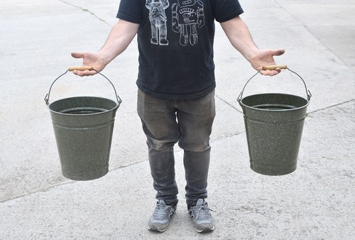 Vintage enamel pail bucket - 2x,