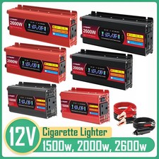 1500W 2000W 2600W Power Inverter USB LCD 12V to 240V Converter Camping Boat