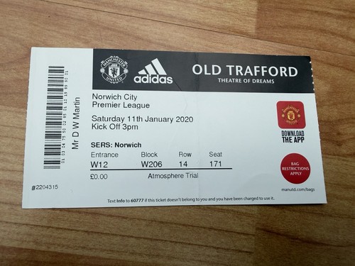 Manchester united ticket - manchester,