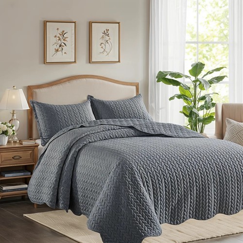 Quilted 3pcs bedspread - quilted,
