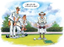 Birthday Card Funny Lawn Bowling Bowls. 'I DO wish she wouldn't do that!'.