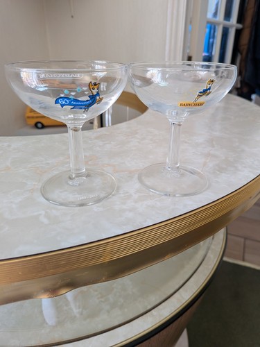 Two babycham glasses - two,