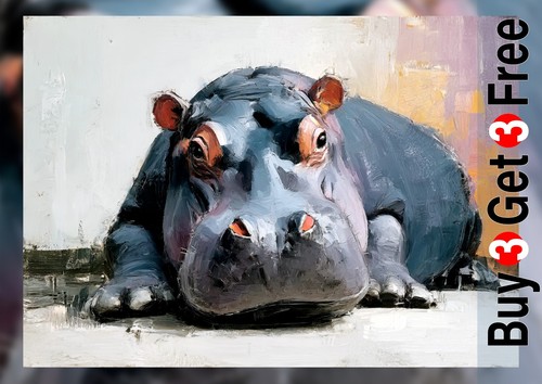 Hippopotamus print on - 5"x7",
