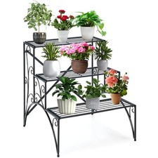 3 Shelf Black Ladder Flower Pot Holder