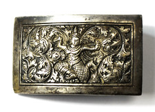 900 Fine Silver Siam Dancer Scroll Belt Buckle 52mm x 31mm  Fits a 27mm Belt
