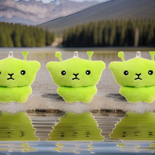 Green alien kittens teddy - 5x,