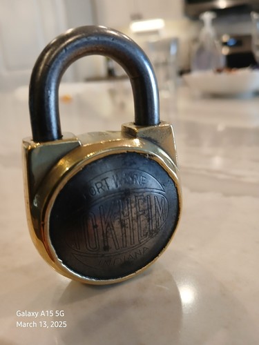 Vintage brass tokheim padlock - brass,