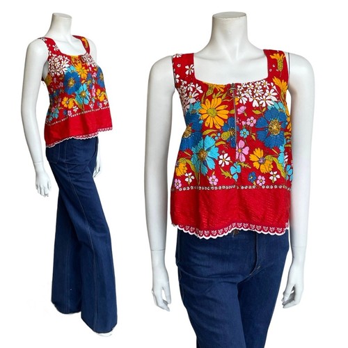 Vtg 60s 70s red blue - red, white