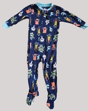 CARTERS Blue Monster Print One Piece Fleece Blanket Sleeper Boys Size 24 months