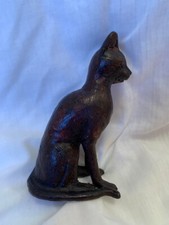 Bronze Black Patinaed Sitting Cat Cast  5 inch Hollow Sculpture