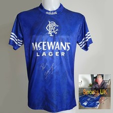 Paul Gascoigne SIGNED Glasgow Rangers 1994 - 1996 shirt Autograph. PHOTO PROOF