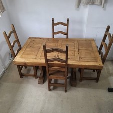 HANDMADE MEXICAN PINE FARMHOUSE TABLE/ 4 CHAIRS.