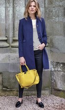 Boden Marie Military Wool Coat Size 8 UK8 Aquamarine Blue Navy Velvet