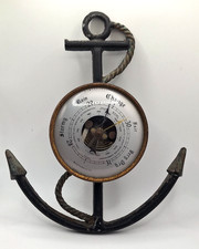 Vintage Cast Iron & Brass Weathermaster Barometer Anchor Design c1950s