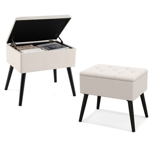 Velvet storage ottoman - storage, with