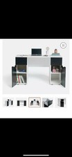 120cm White Computer Desk with 3 Shelf and Drawers PC Table Workstation.