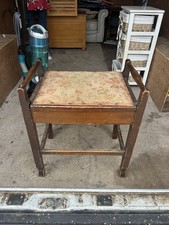 Vintage Wooden Storage Stool Piano Make up Sewing With Lift Up Seat/lid Upcycle