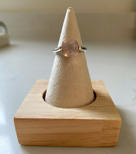 Sterling silver rose - silver, quartz