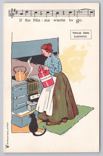 Postcard vintage comic cat