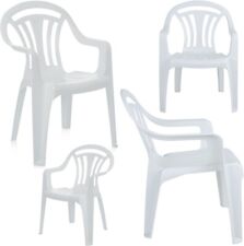 Stackable White Plastic Garden Chairs Low Back Seat Garden Patio Outdoor Party