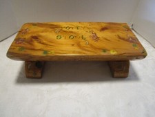 Vintage Rustic Handcrafted Wood Log Slab Potty Step stool Hand Painted Primitive