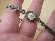 Vintage INCABLOC Swiss Mechanical Sterling Silver Marcasite Cocktail Watch