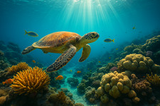 Sea Turtle Coral Reef Ocean