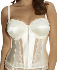 Elomi Maria Basque Bustier Cream Size 32E Strapless Padded Bra Suspenders 8502