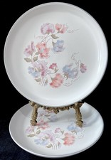 DENBY “Encore” Sweet Peas Handcrafted Stoneware Dinner Plates 10” - Set of 2