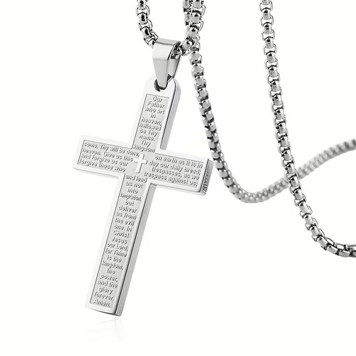 Stainless steel crucifix jesus - steel,