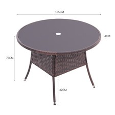 105CM Rattan Glass Table
