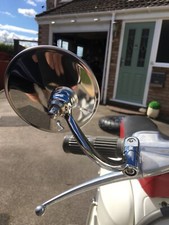 Lambretta Series 1-3, GP & LD Handlebar Mount Stadium Mirror Chrome / SS - Round