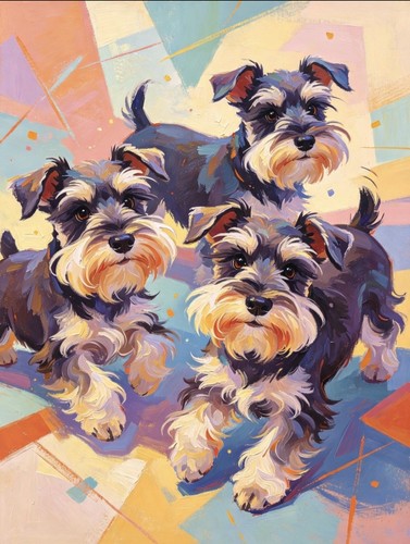 Schnauzer puppys abstract - , art