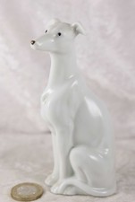 White sitting whippet ornament 5 inches tall ceramic hound breed dog pedigree