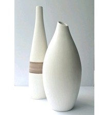 Pair Large Ceramic Vases Cream Modern Minimalist Organic Neutral Natural Decor