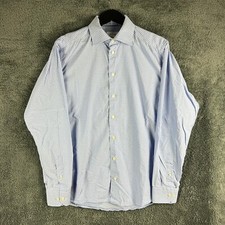 Eton Men’s Size 42 16.5 Slim Fit Blue Checkered Dress Shirt Preppy *FLAWS