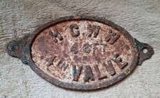 Old heavy metal water sign HCWW 46ft 4 in Valve vintage 