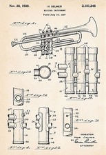 Selmer 1939 trumpet - trumpet, drawing